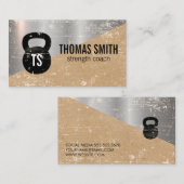 Carte De Visite Trainer personnel Kettle Bell Metallic Grunge (Devant / Derrière)