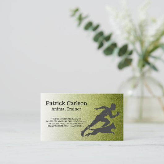 Carte De Visite Trainer Running with Dog | Turf (Debout devant)
