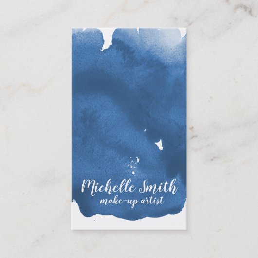 Carte De Visite trait de brosse Abstrait couleur bleu aquarelle (Devant)