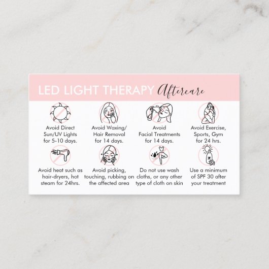 Carte De Visite Traitement de la lumière dirigée après soins (Dos)