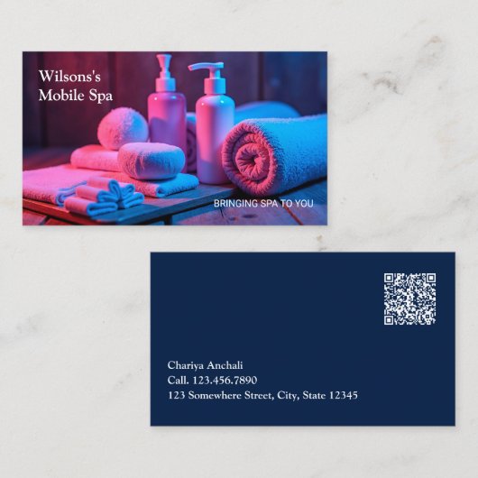 Carte De Visite Traitement de massage Spa mobile (Devant / Derrière)
