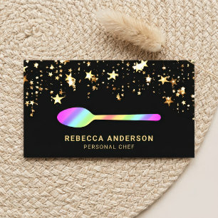 Carte De Visite Traiteur cuisinier personnel arc-en-ciel cuillère