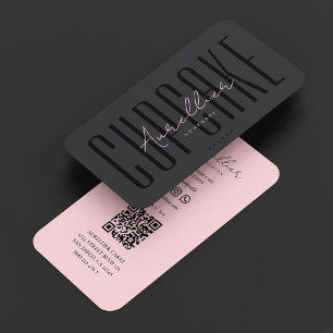 Carte De Visite Traiteur Cupcake Boulangerie Esthétique Noir Rose
