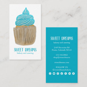 Carte De Visite Traiteur Cupcake Sucré Boulangerie Icônes Sociales