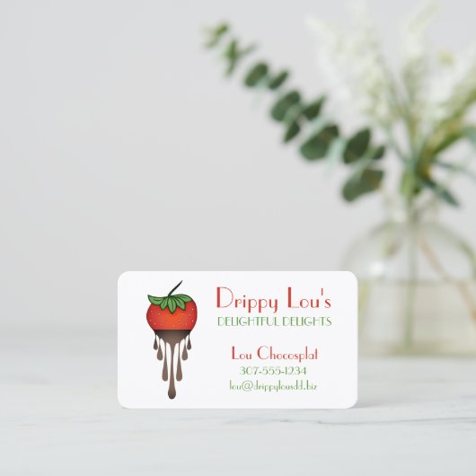 Carte De Visite traiteur de fraise couverte chocolat (Debout devant)