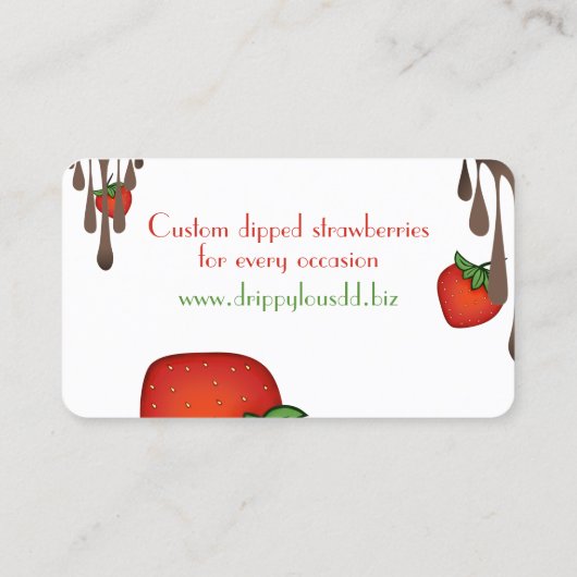 Carte De Visite traiteur de fraise couverte chocolat (Dos)