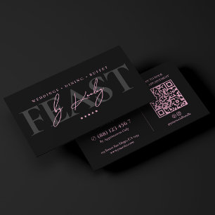Carte De Visite Traiteur minimal buffet rose noir