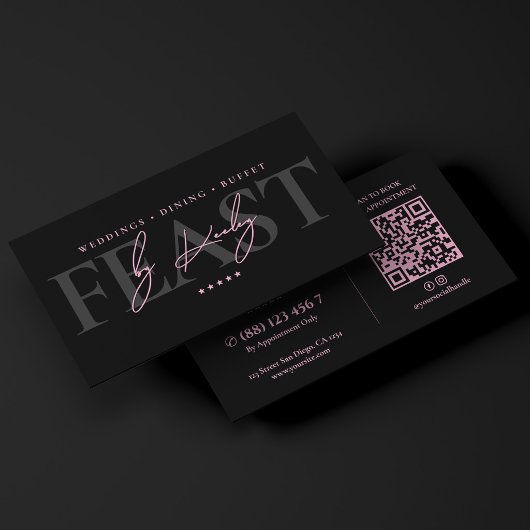 Carte De Visite Traiteur minimal buffet rose noir