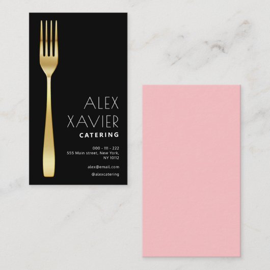 Carte De Visite traiteur noir d'or (Devant / Derrière)