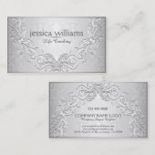 Carte De Visite Trame Vintage en gris argenté (Devant / Derrière)