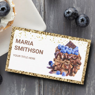 Carte De Visite Tranche de gâteau au chocolat dégoulinant Pâtisser