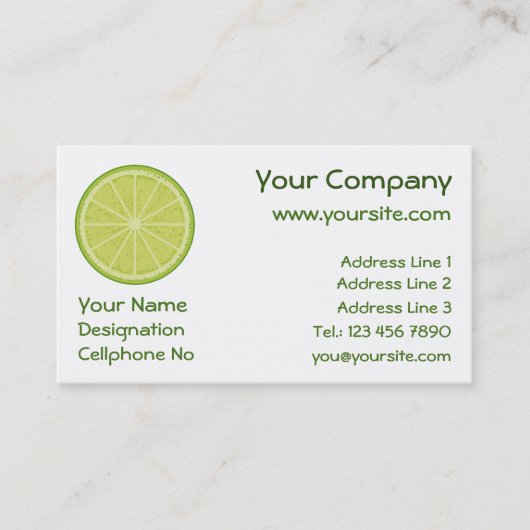 Carte De Visite Tranches de chaux (Devant)