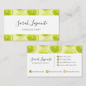 Carte De Visite Tranches de chaux sur Jaune clair (Devant / Derrière)