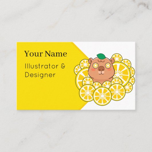 Carte De Visite Tranches de citron frais Capybara (Devant)