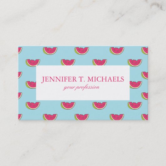 Carte De Visite Tranches de pastèque sur le motif turquoise (Devant)