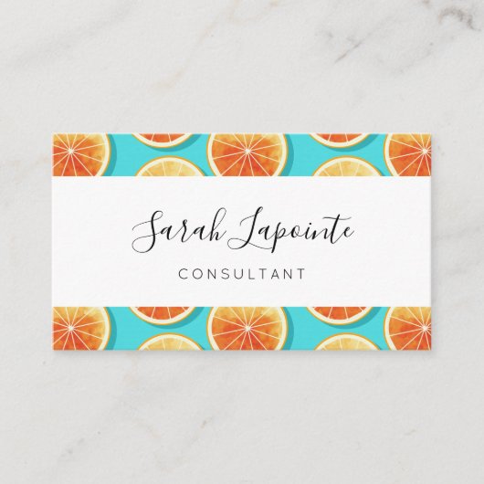 Carte De Visite Tranches orange sur bleu (Devant)
