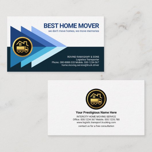 Carte De Visite Transférer Triangle Logistique Trucker (Devant / Derrière)