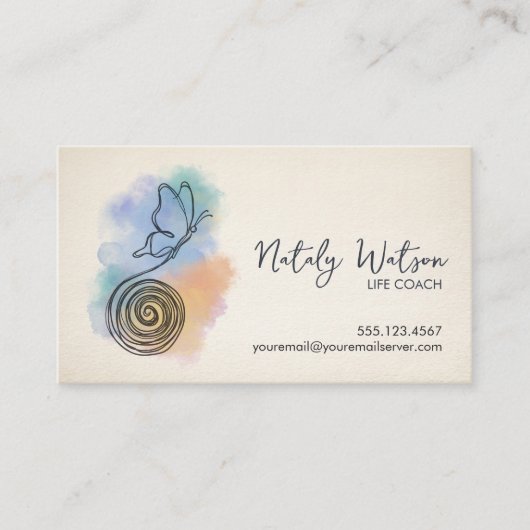 Carte De Visite Transformation Line Art Butterfly Life Coach (Devant)