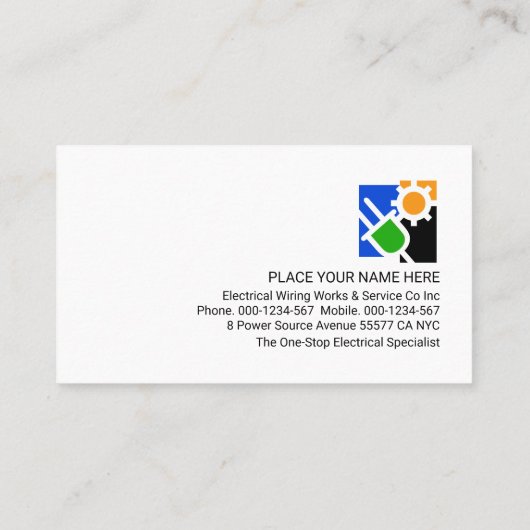 Carte De Visite Translucent Electrician Signage Electricity (Dos)