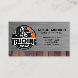 Carte De Visite Transport de camion de travail Acier Bois