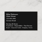 Carte De Visite Transport de thème classique Uber Driver (Dos)