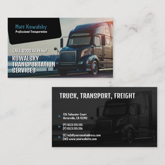 Carte De Visite Transport et logistique | Camion (Devant / Derrière)