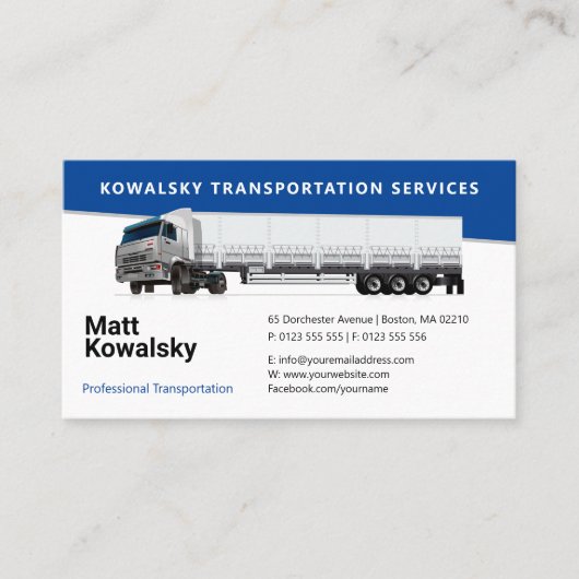 Carte De Visite Transport et logistique | Camion (Devant)