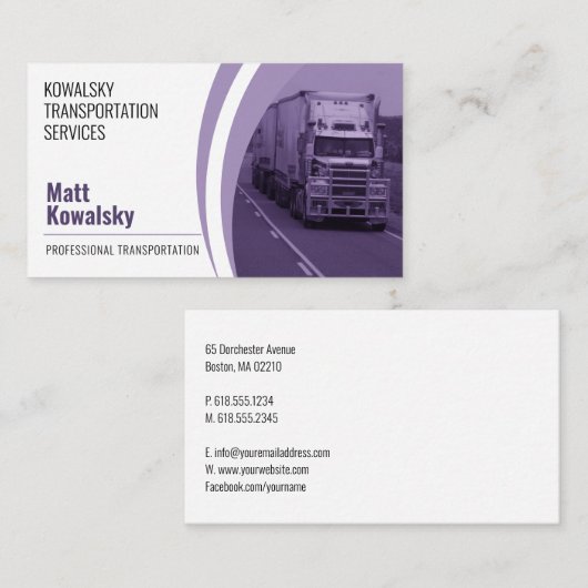 Carte De Visite Transport et logistique | Camion (Devant / Derrière)