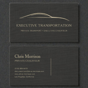 Carte De Visite Transport Exécutif Luxe Lin Noir & Or
