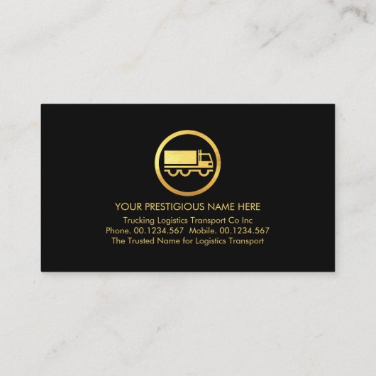 Carte De Visite Transport minimal de camions Gold Line (Dos)