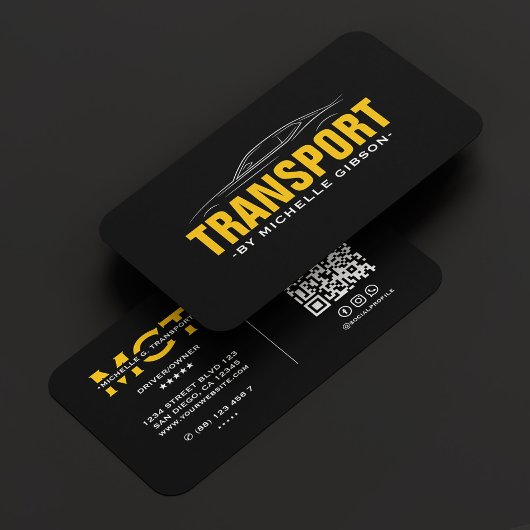 Carte De Visite Transport professionnel minimal Taxi jaune noir
