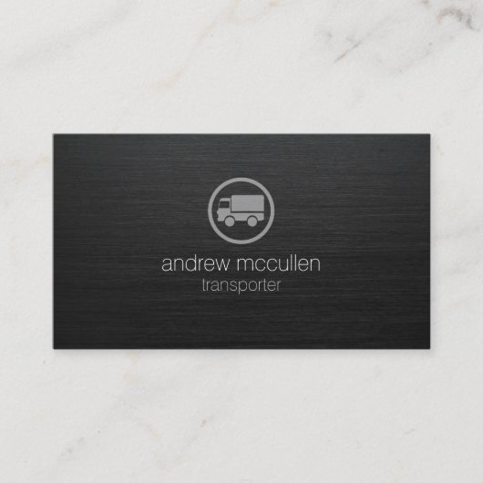 Carte De Visite Transporter Truck Icon Dark Brossé Metal (Devant)