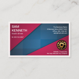 Carte De Visite Transporteur de camion à chèques bleus Triangles r