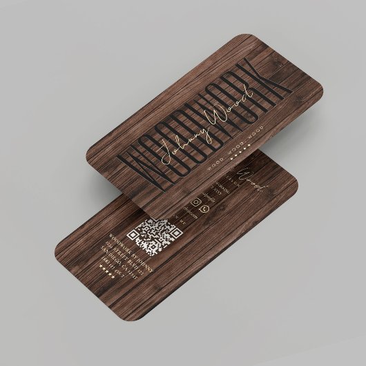 Carte De Visite Travail de menuiserie moderne bois Brown