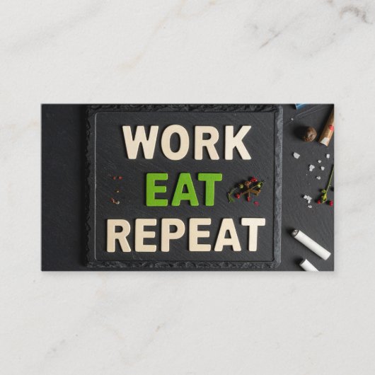 Carte De Visite Travail manger répéter (Devant)