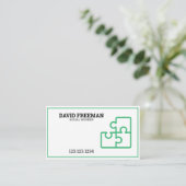 Carte De Visite Travail social de Puzzle vert moderne et blanc (Debout devant)