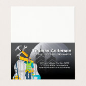 Carte De Visite Travailleur Collier Bleu | Outils de construction (Extérieur déplié)