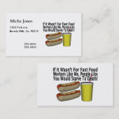 Carte De Visite Travailleur d'aliments de préparation rapide (Devant / Derrière)