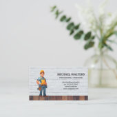Carte De Visite Travailleur de construction de charpentier | Briqu (Debout devant)
