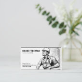 Carte De Visite Travailleur de construction noir et blanc simple (Debout devant)