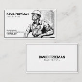 Carte De Visite Travailleur de construction noir et blanc simple (Devant / Derrière)