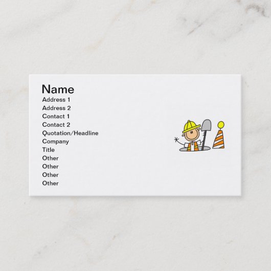 Carte De Visite Travailleur de la construction en T-shirts et (Devant)