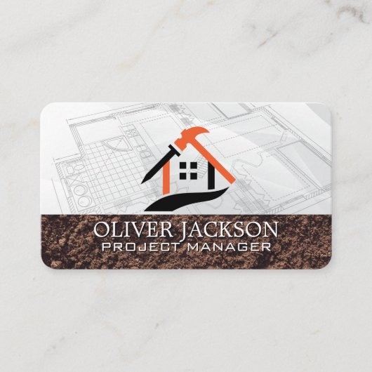 Carte De Visite Travailleur du bâtiment | Plans | Architecte (Devant)