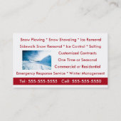 Carte De Visite Travaux de chasse à neige, de suppression de neige (Dos)