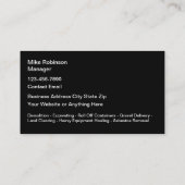 Carte De Visite Travaux D'Excavation Et De Défrichage (Dos)