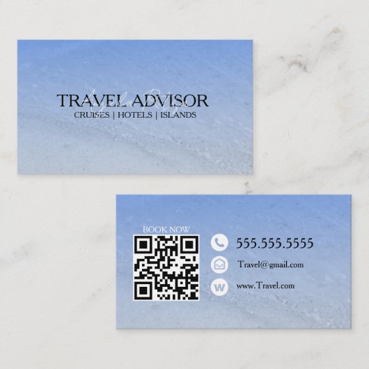 Carte De Visite Travel Advisor Consultant Agency Beach (Devant / Derrière)