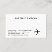 Carte De Visite Travel | Personal Driver | Assistant (Dos)