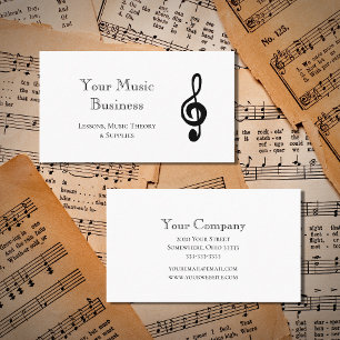 Carte De Visite Treble Clef Music Simple Noir et Blanc