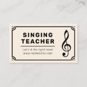 Carte De Visite Treble Clef & Sheet Music - Enseignant chantant (Devant)
