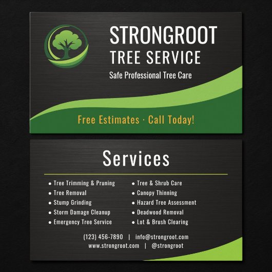 Carte De Visite Tree Service Arborist Metallic